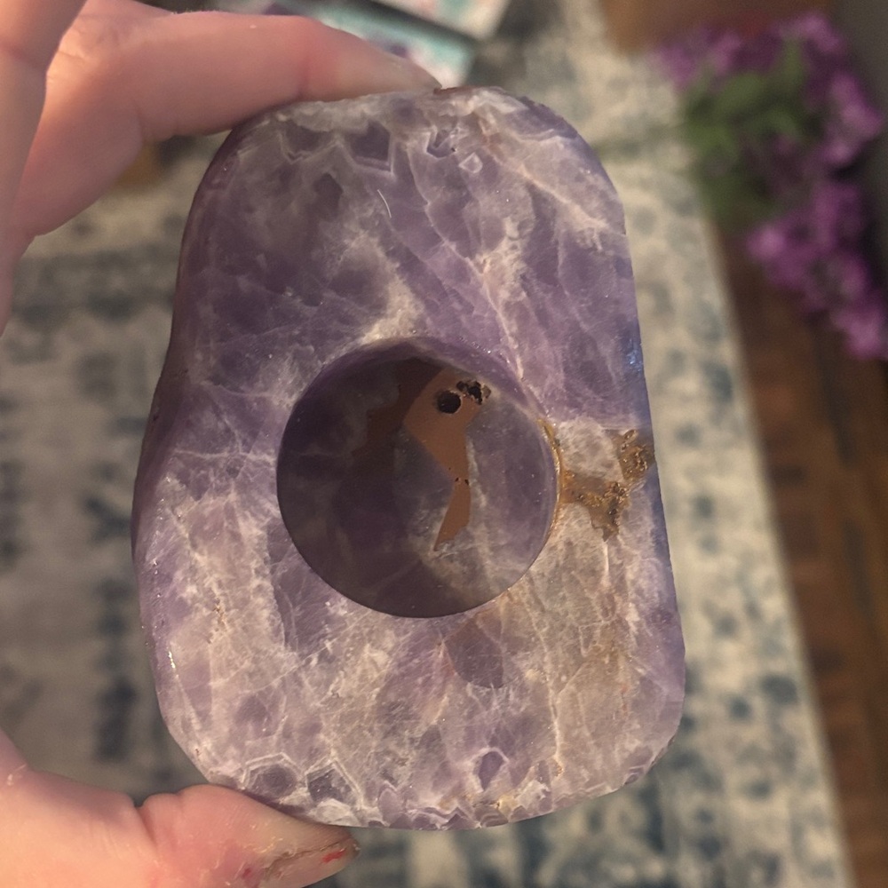 Purple amethyst Stone Candle Holder